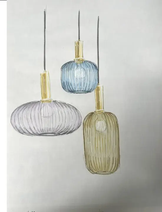 luminaire, dessin à main levée